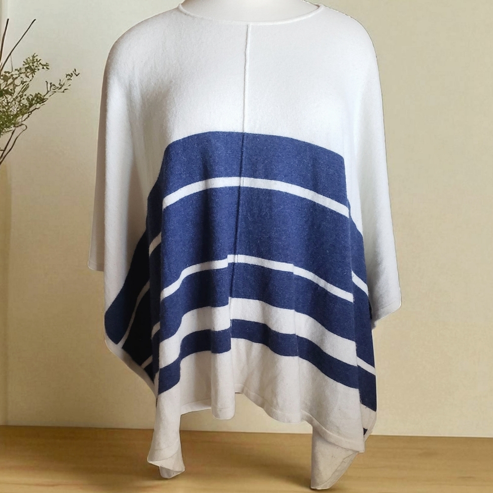 Vineyard Vines Poncho Wool Cashmere XS S  Oversized Nautical Stripes Sweater